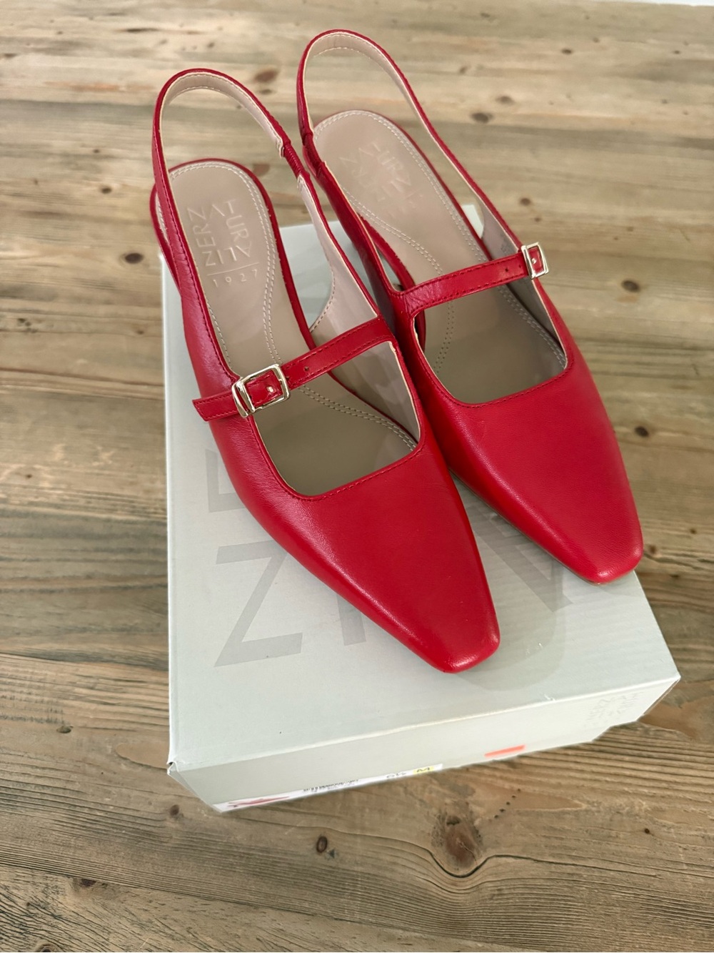 Naturalizer Gemini Mary Jane Slingbacks, Red Leather, 6 1/2, worn 1 time